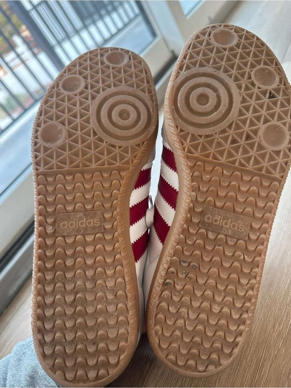 adidas Samba Sneakers - White with Red Stripes and Gum Sole